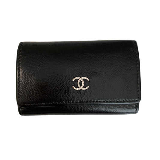 Chanel cc mark Black caviar Leather 6 ring key holder authentic with COA and guarantee card