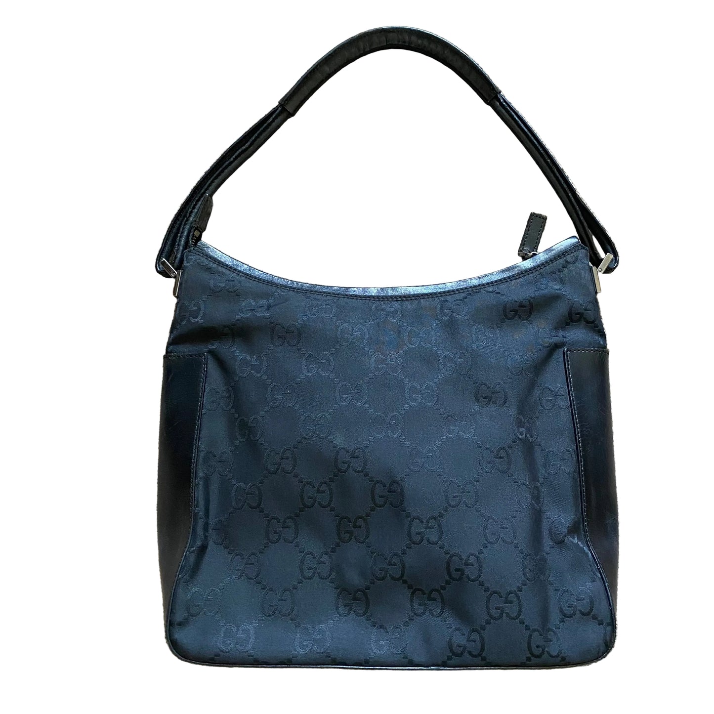 Gucci black GG monogram hobo shoulder bag Authentic with coa