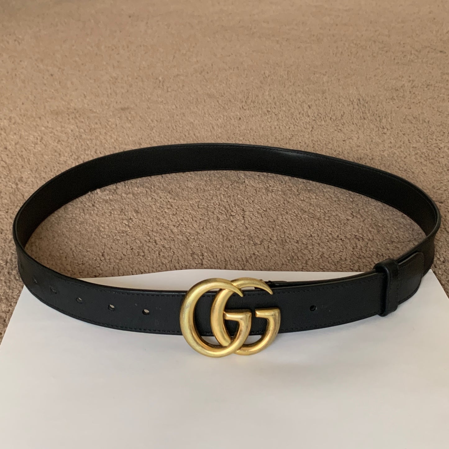 Authentic Gucci unisex GG marmont black leather belt