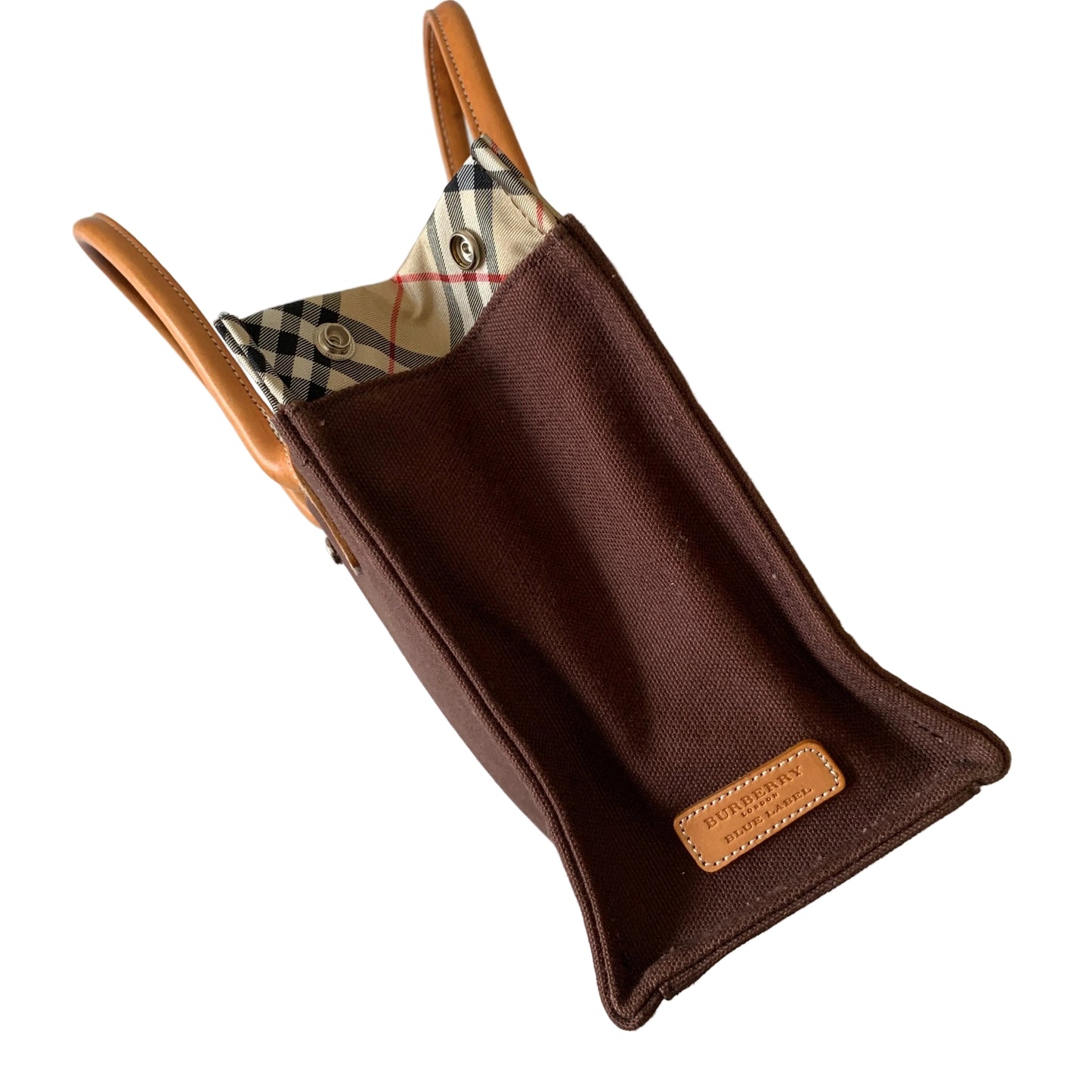 Burberry check and brown canvas Tote Bag authentic with COA