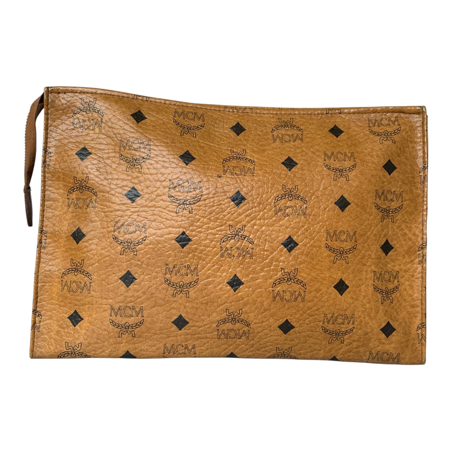 MCM cognac toiletry pouch bag Authentic with COA