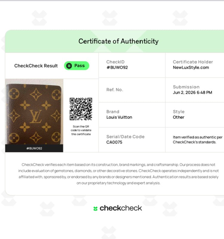 Louis Vuitton men’s bifold Wallet CA0075 authentic with COA