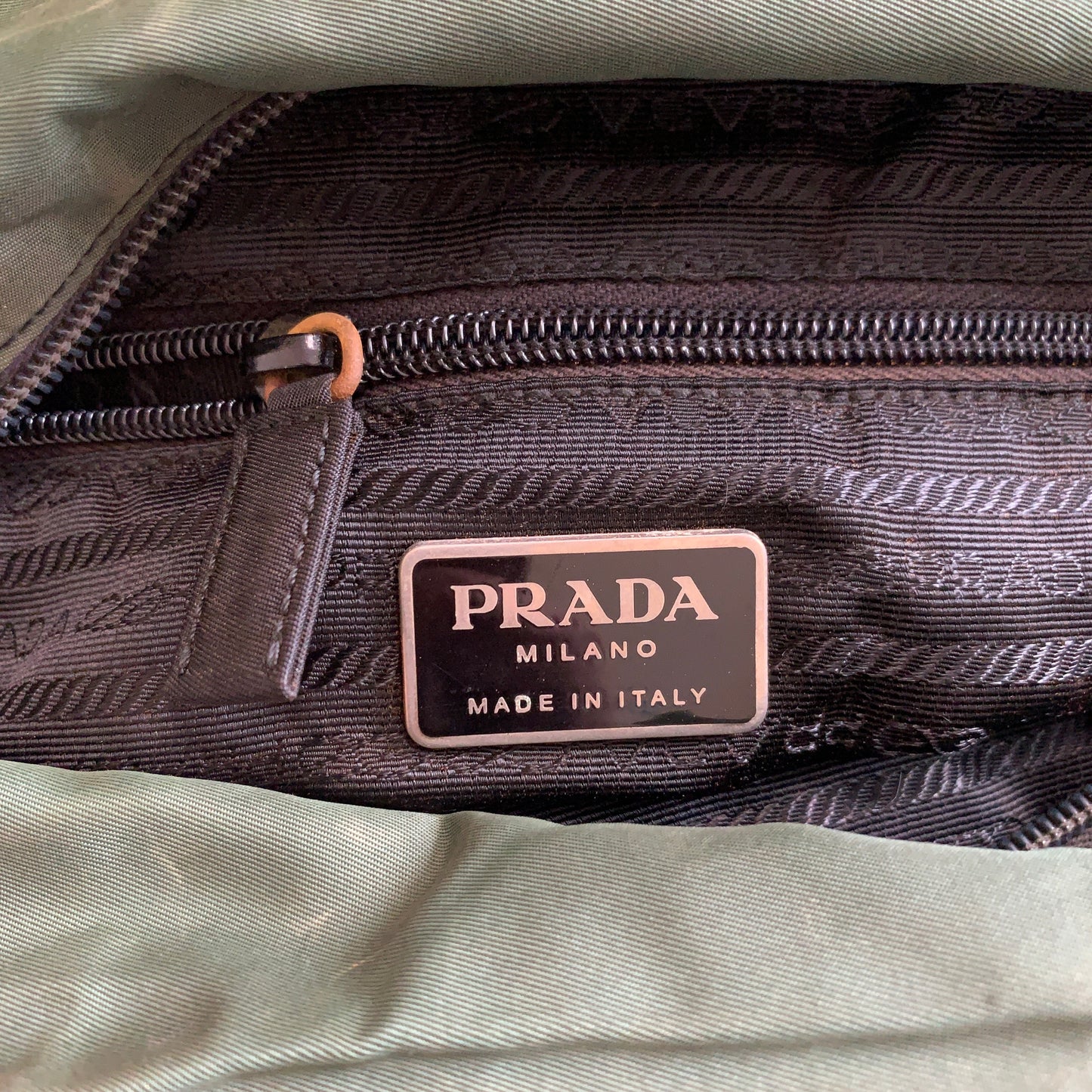 PRADA green nylon shoulder bag Authentic with COA 14.5x11.2x3.5