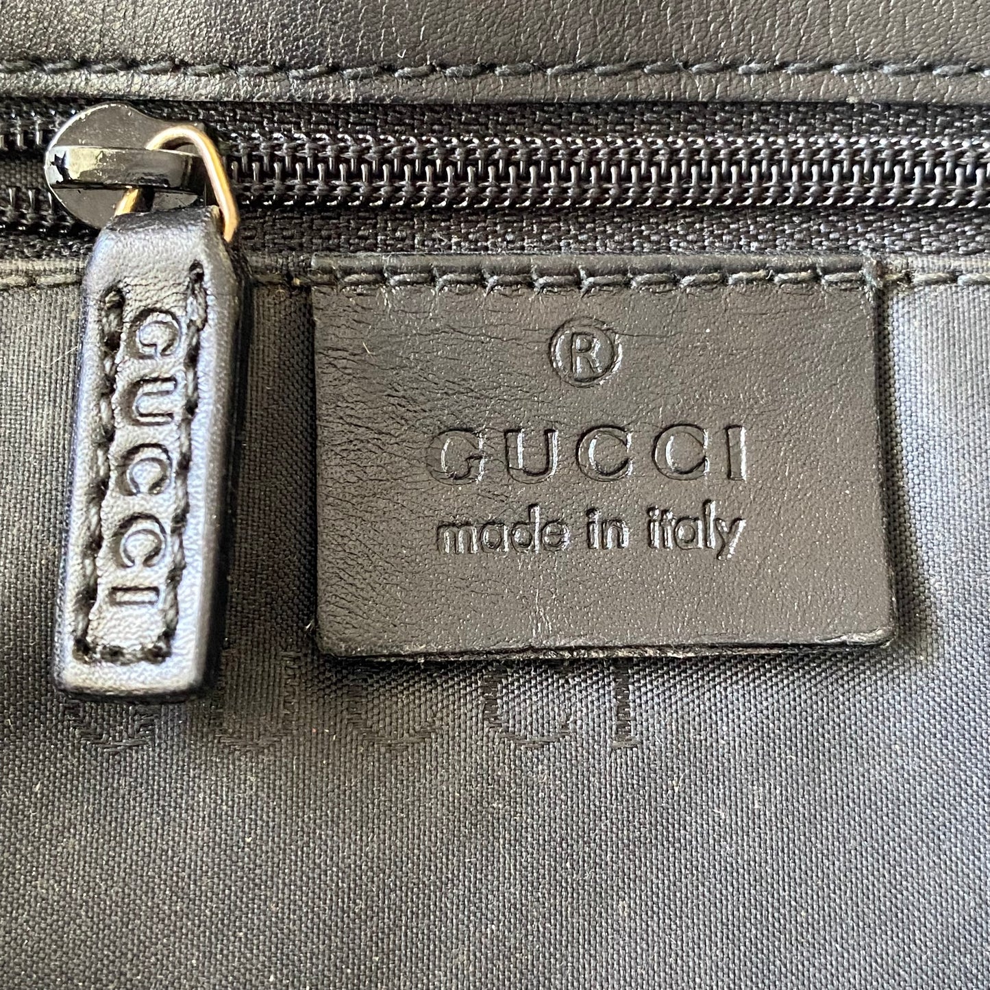 Gucci black GG monogram canvas and leather tote bag Authentic with COA