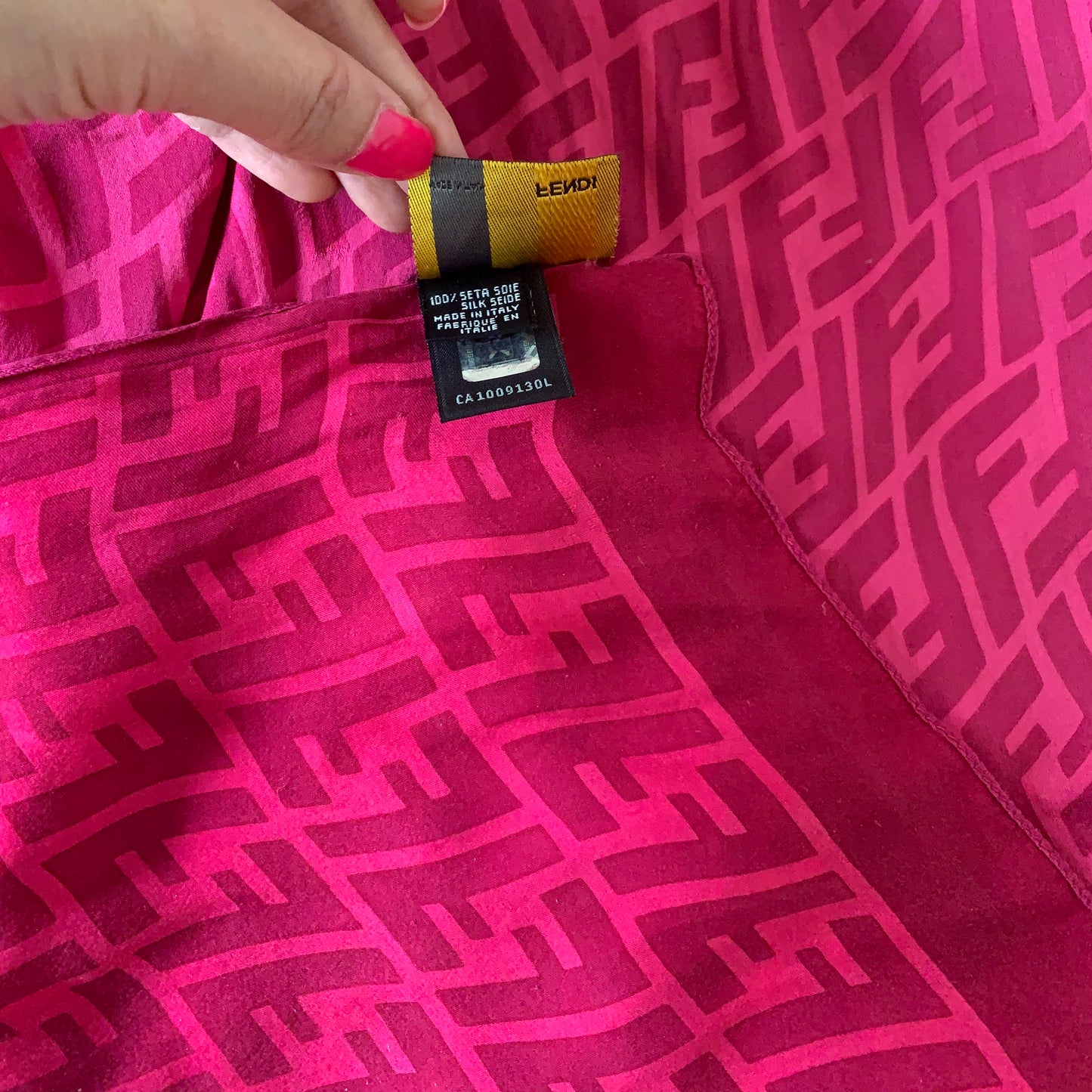 Authentic Fendi women’s pure silk monogram scarf