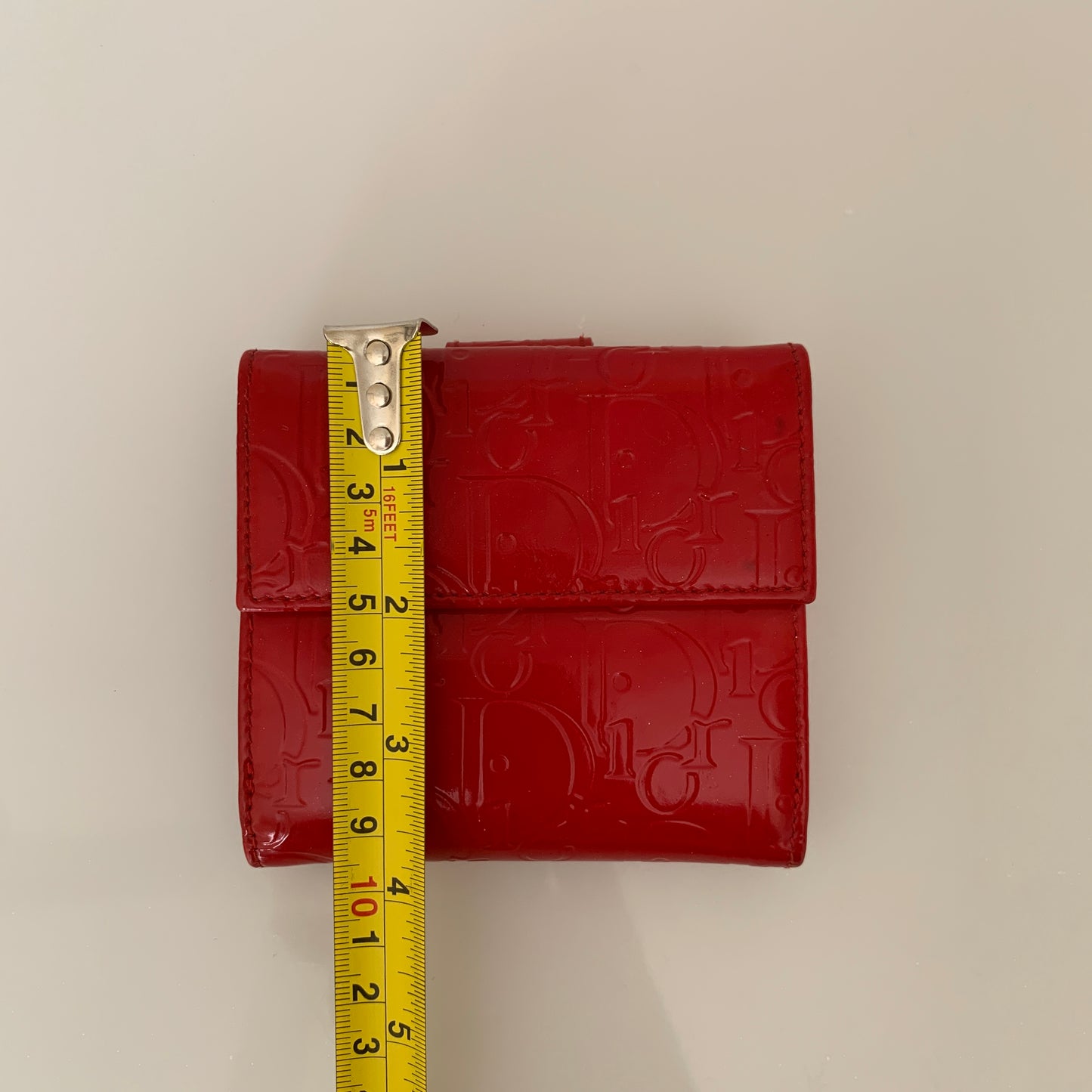 Christian Dior Red trotter logo patent leather Wallet Authentic with COA