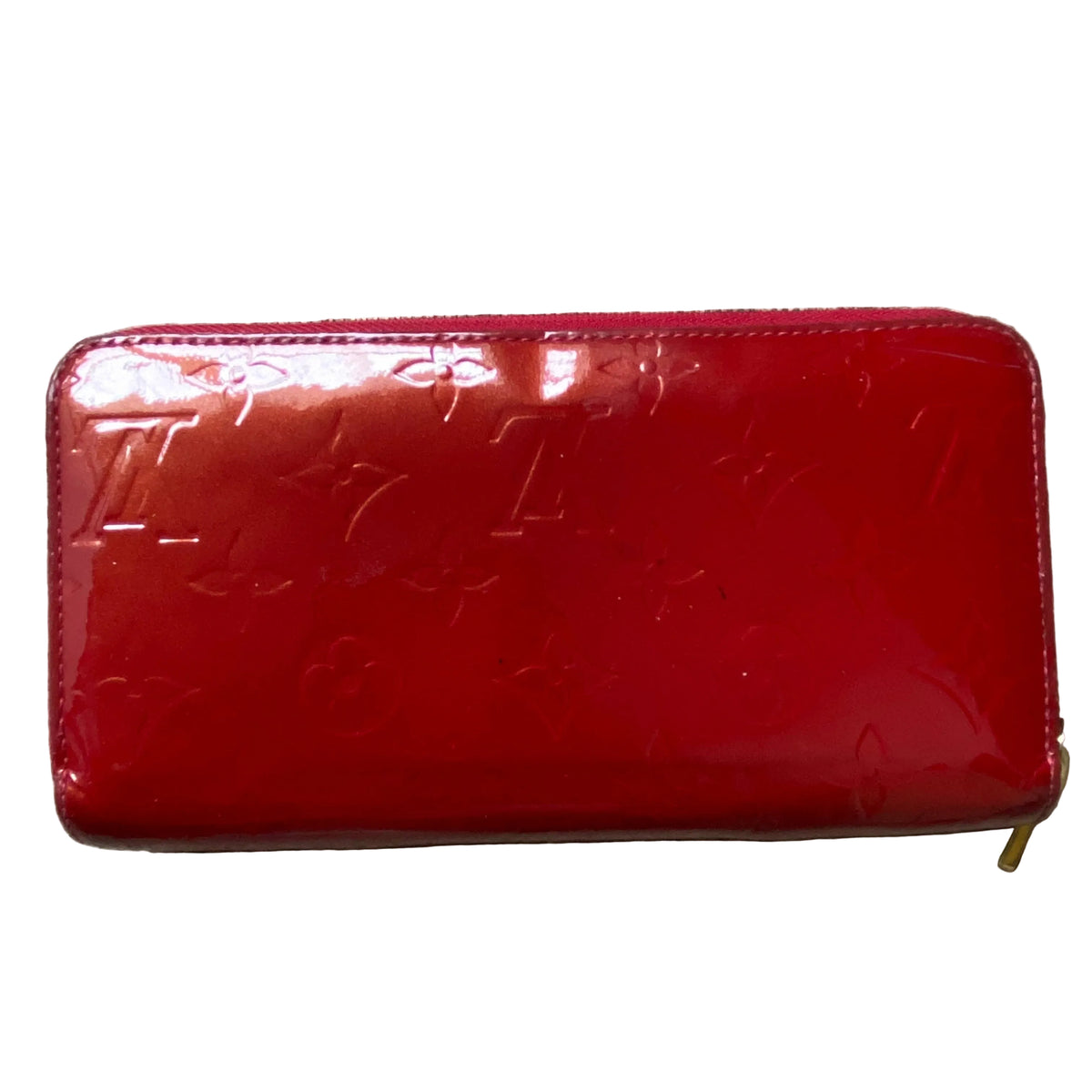 Louis Vuitton red vernis zippy long wallet CA0182 Authentic with COA 7.6x4