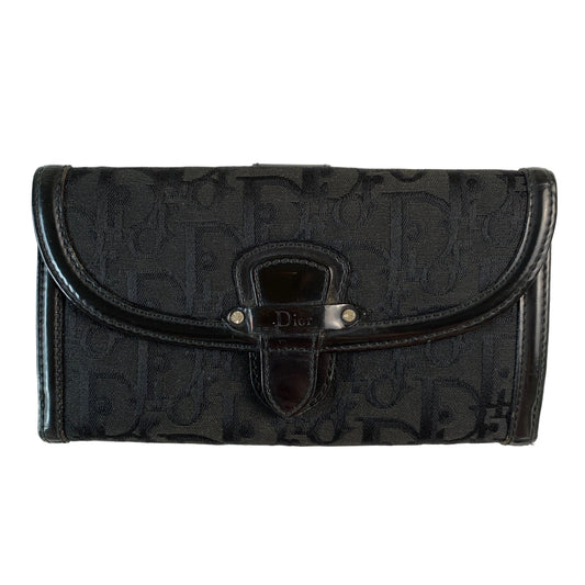 Christian Dior trotter black long wallet Authentic with COA