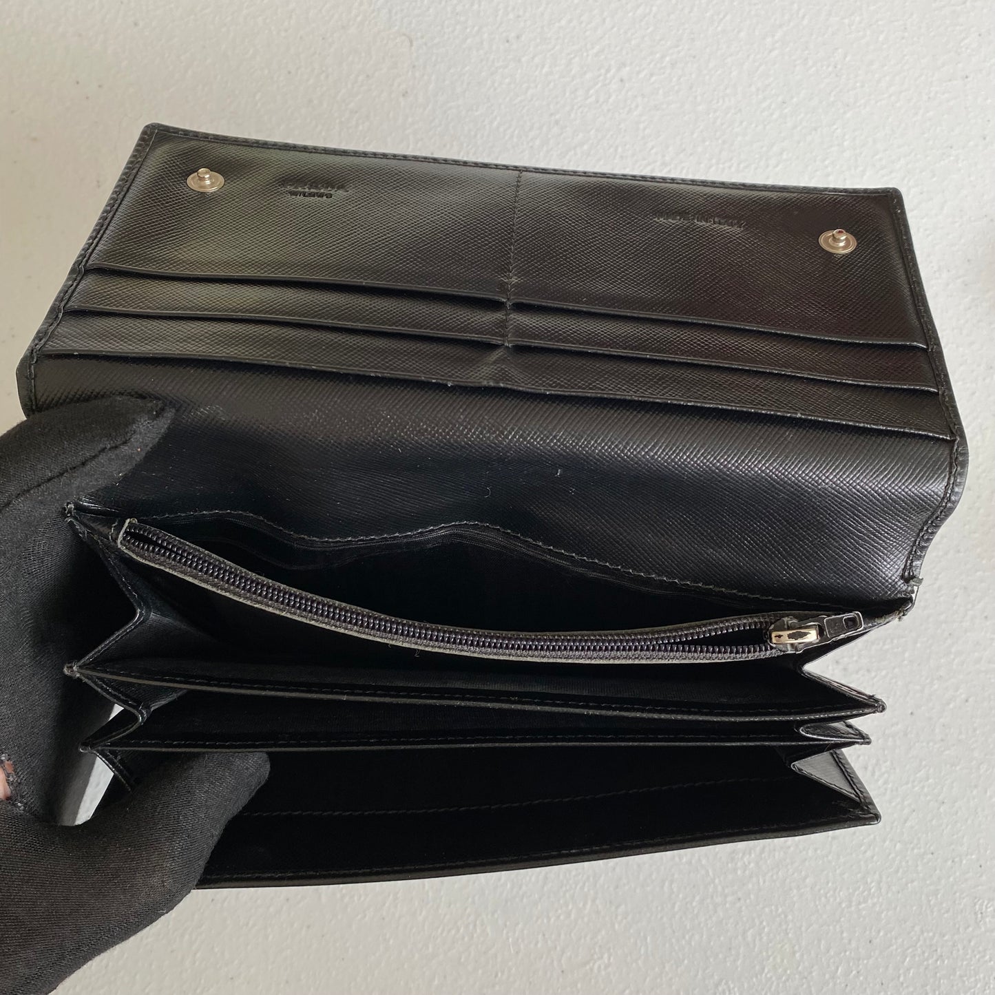 PRADA saffiano leather long wallet authentic with coa