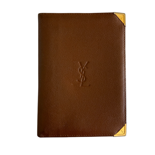 Yves Saint Laurent YSL logo brown leather wallet authentic with COA