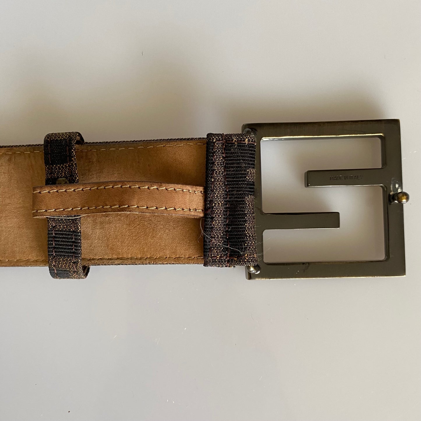 Fendi zucca monogram unisex belt Authentic with COA size 36 inch 90 cm