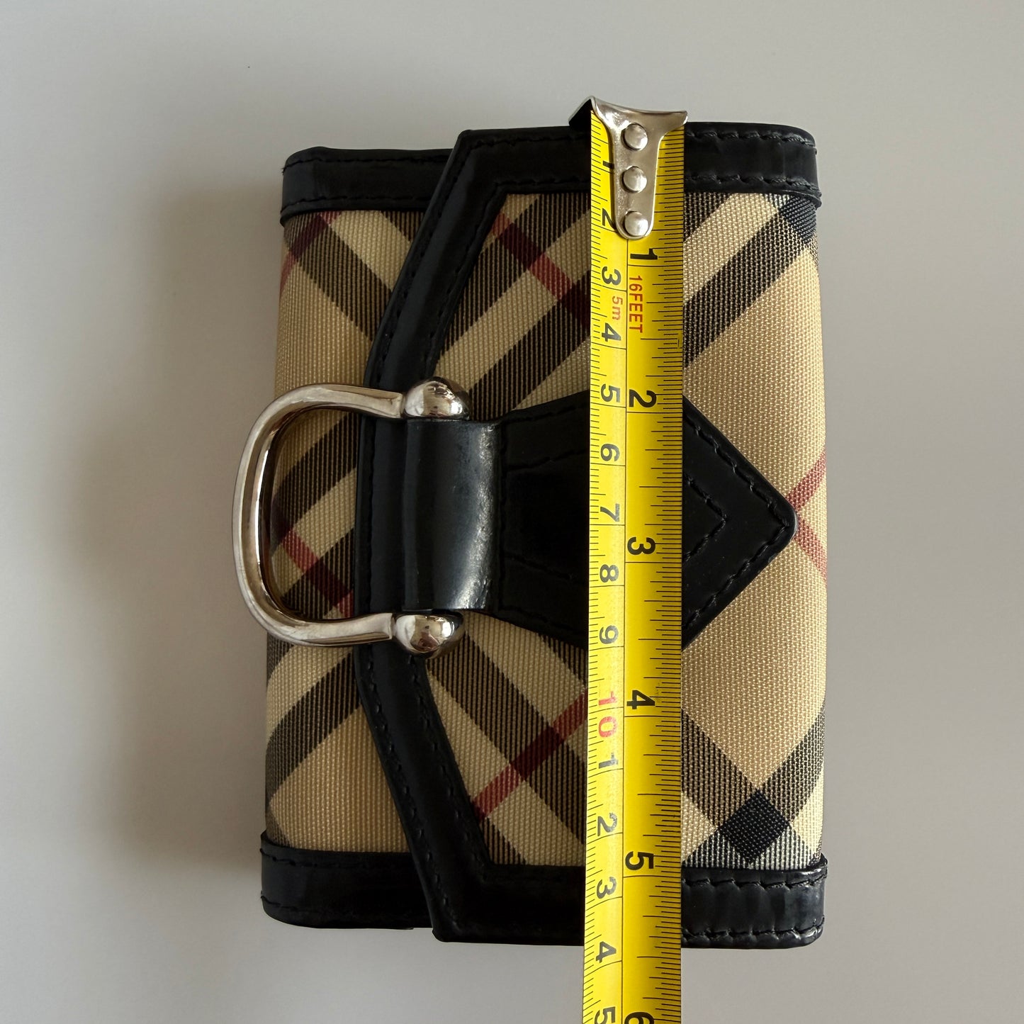 Burberry nova check canvas abs black leather compact wallet authentic with COA