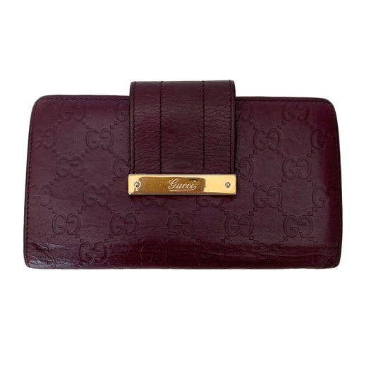 Gucci Women’s monogram guccissima purple leather wallet long authentic with COA