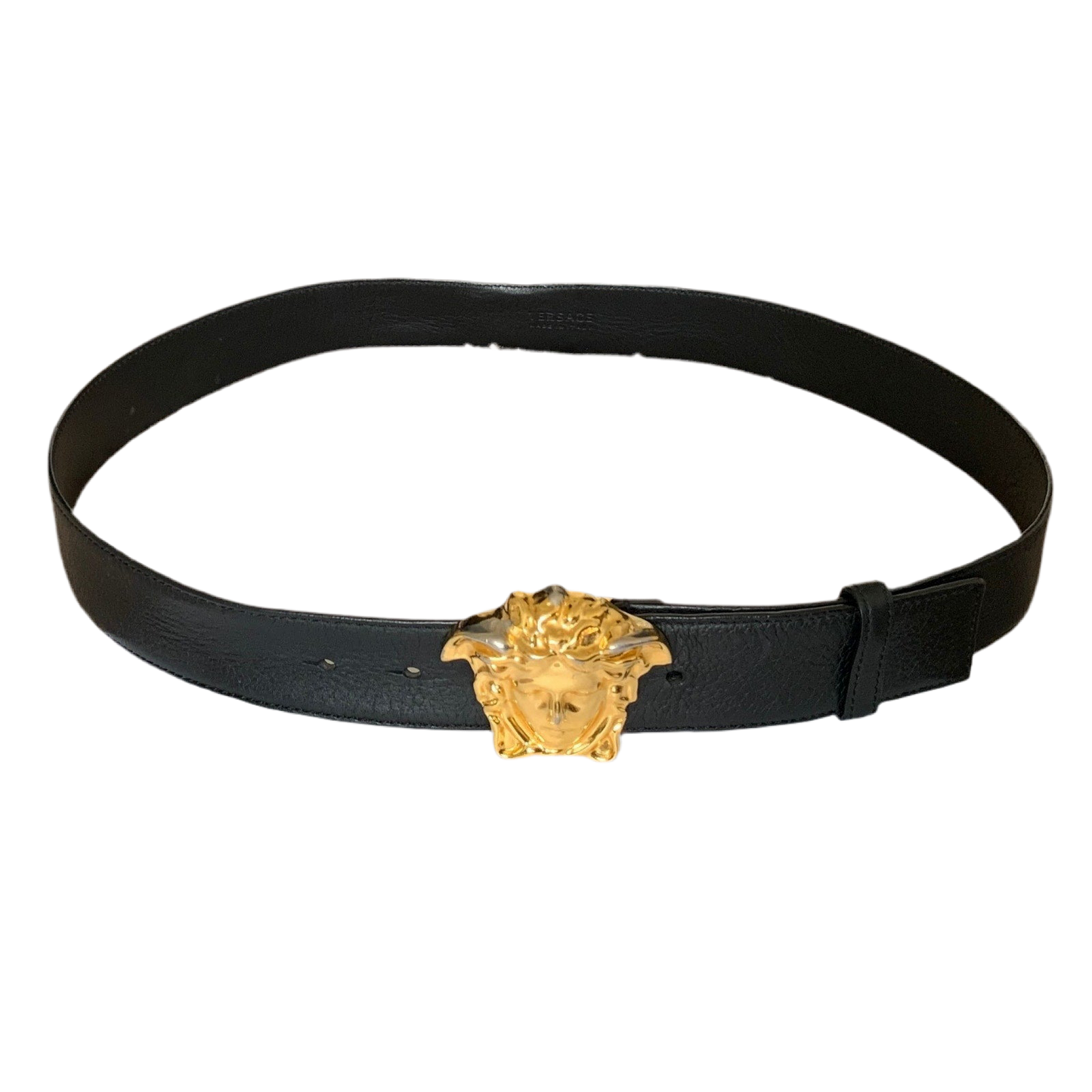 V1011 Versace unisex medusa black leather belt size 38 inches