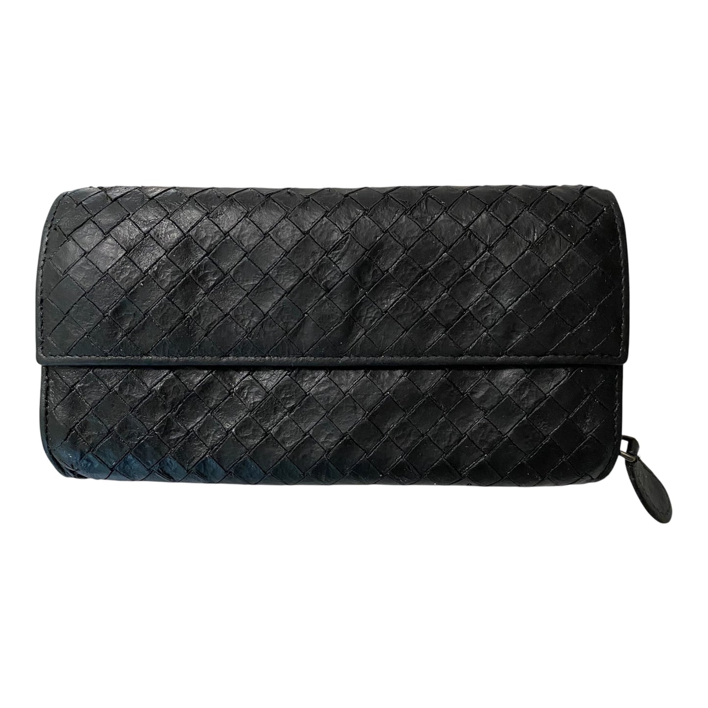 Bottega Veneta intrecciata black leather long wallet Authentic with coa