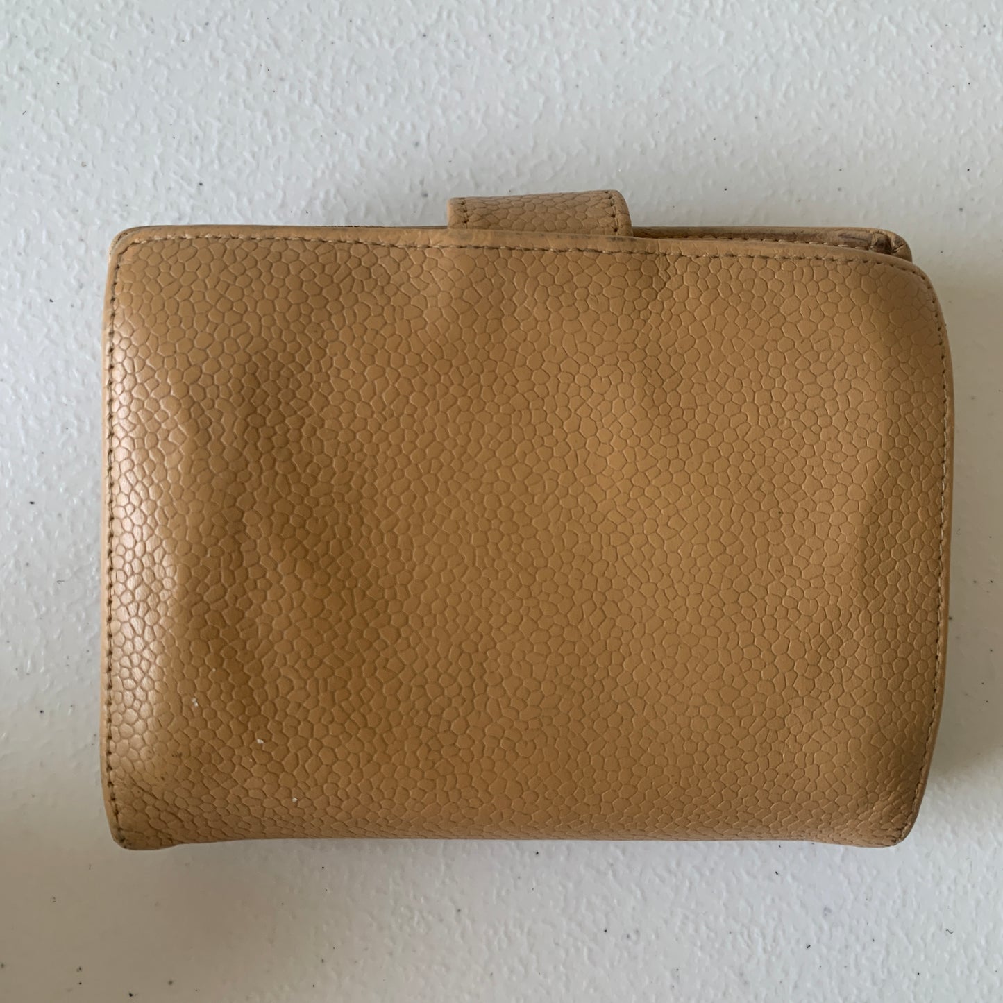 Chanel beige caviar leather compact Wallet authentic with COA