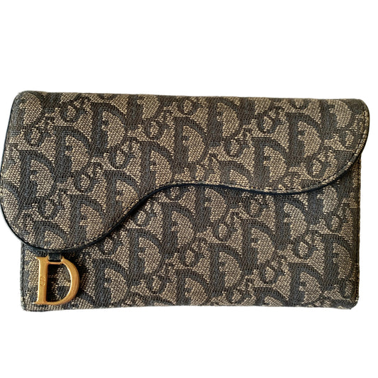 Dior blue trotter saddle Wallet authentic with COA dust bag