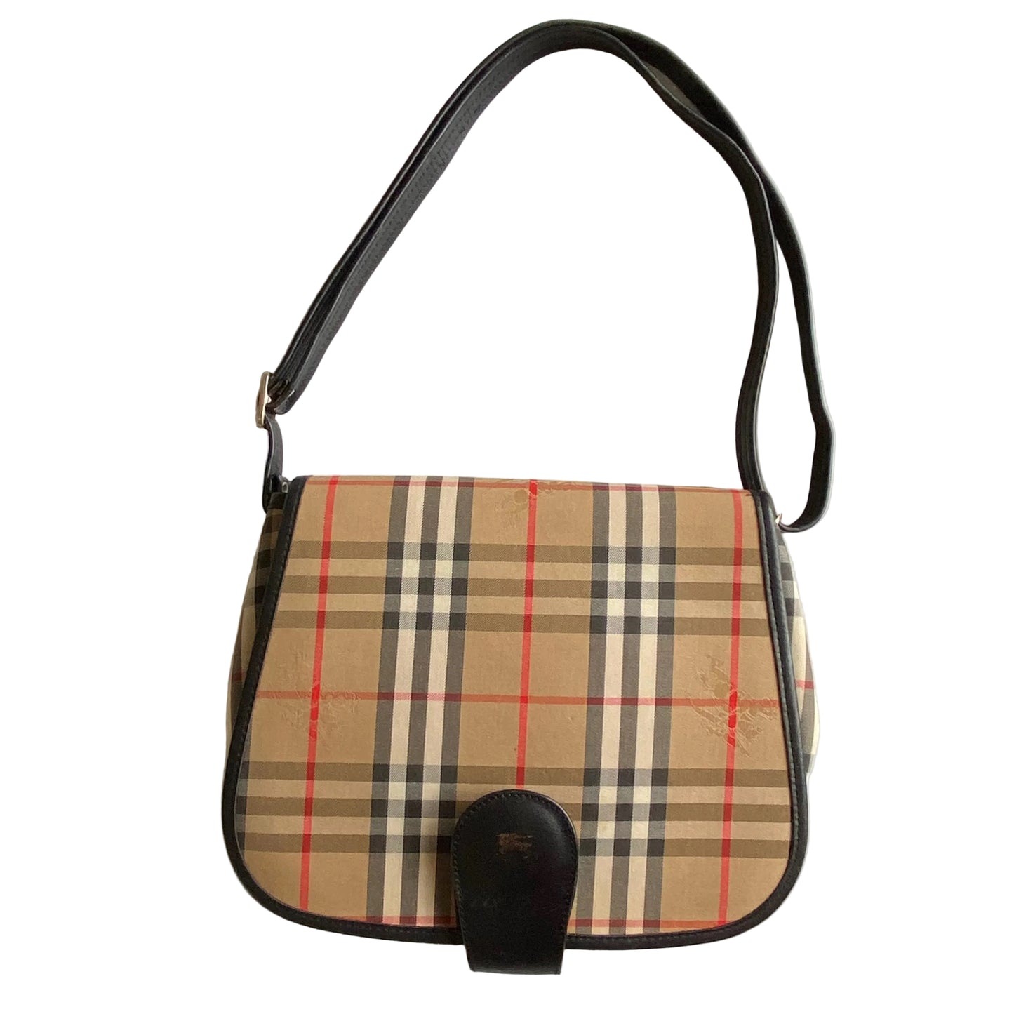Burberry vintage classic check black leather crossbody bag Authentic with COA 10.4x9.5x3