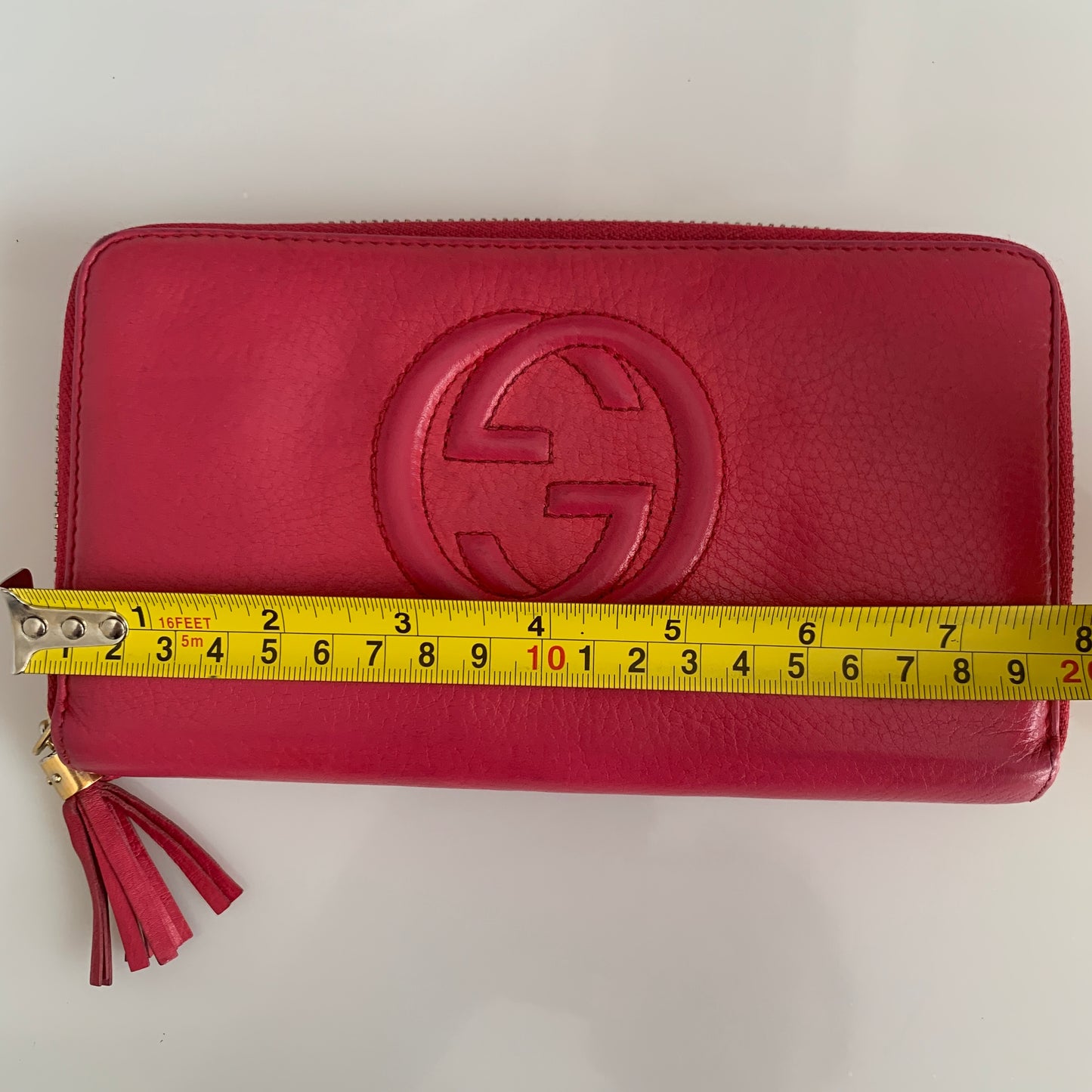 Gucci soho pink Leather long zip around Wallet authentic with COA and tassel zi