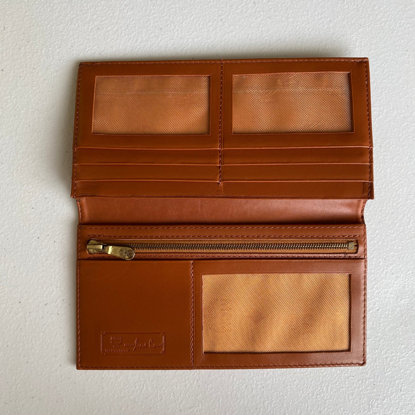 MCM cognac unisex long wallet authentic with coa 7.3x3.8