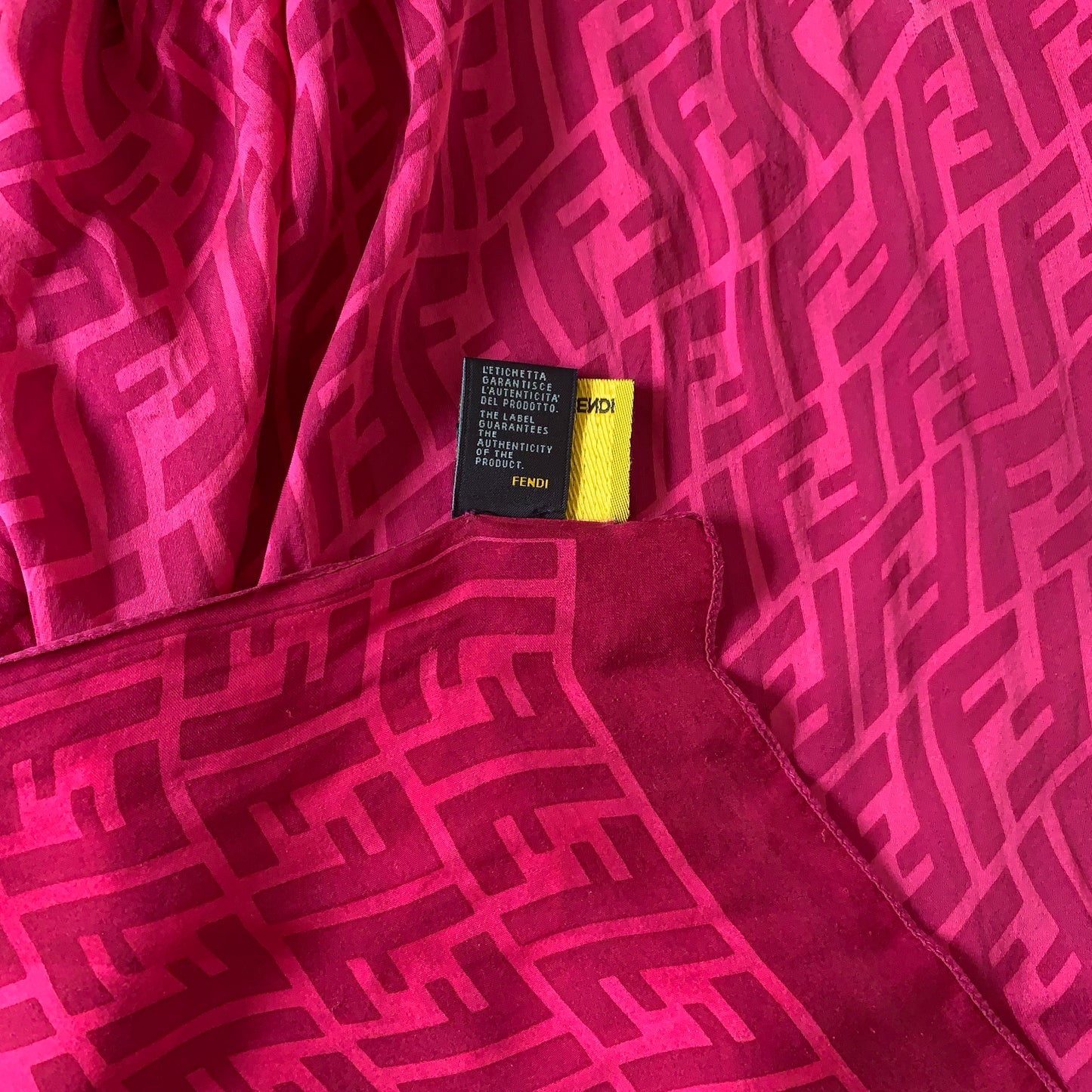 Authentic Fendi women’s pure silk monogram scarf