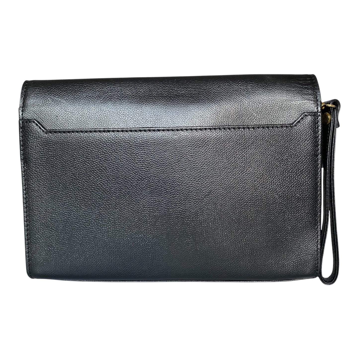 Yves Saint Laurent black leather unisex wristlet clutch bag Authentic with COA