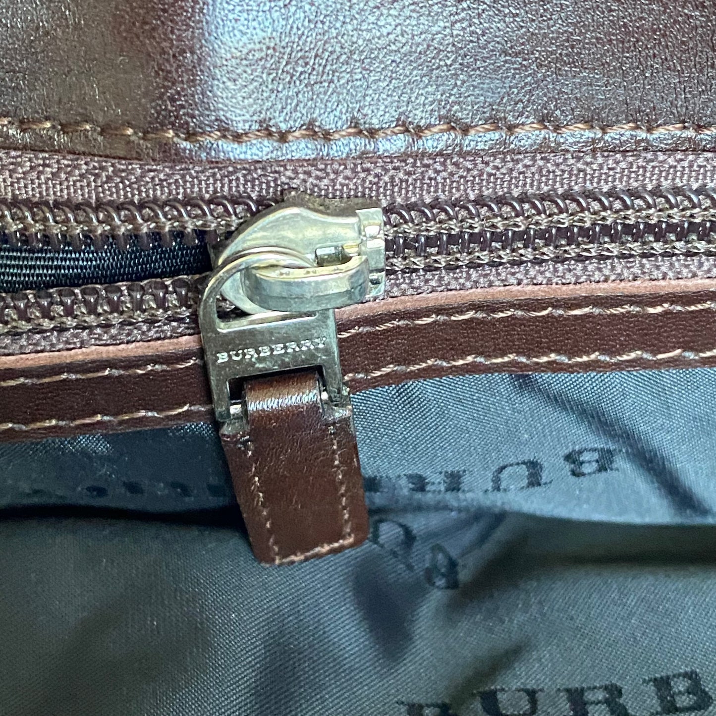 Burberry classic check brown leather Handbag Authentic with COA