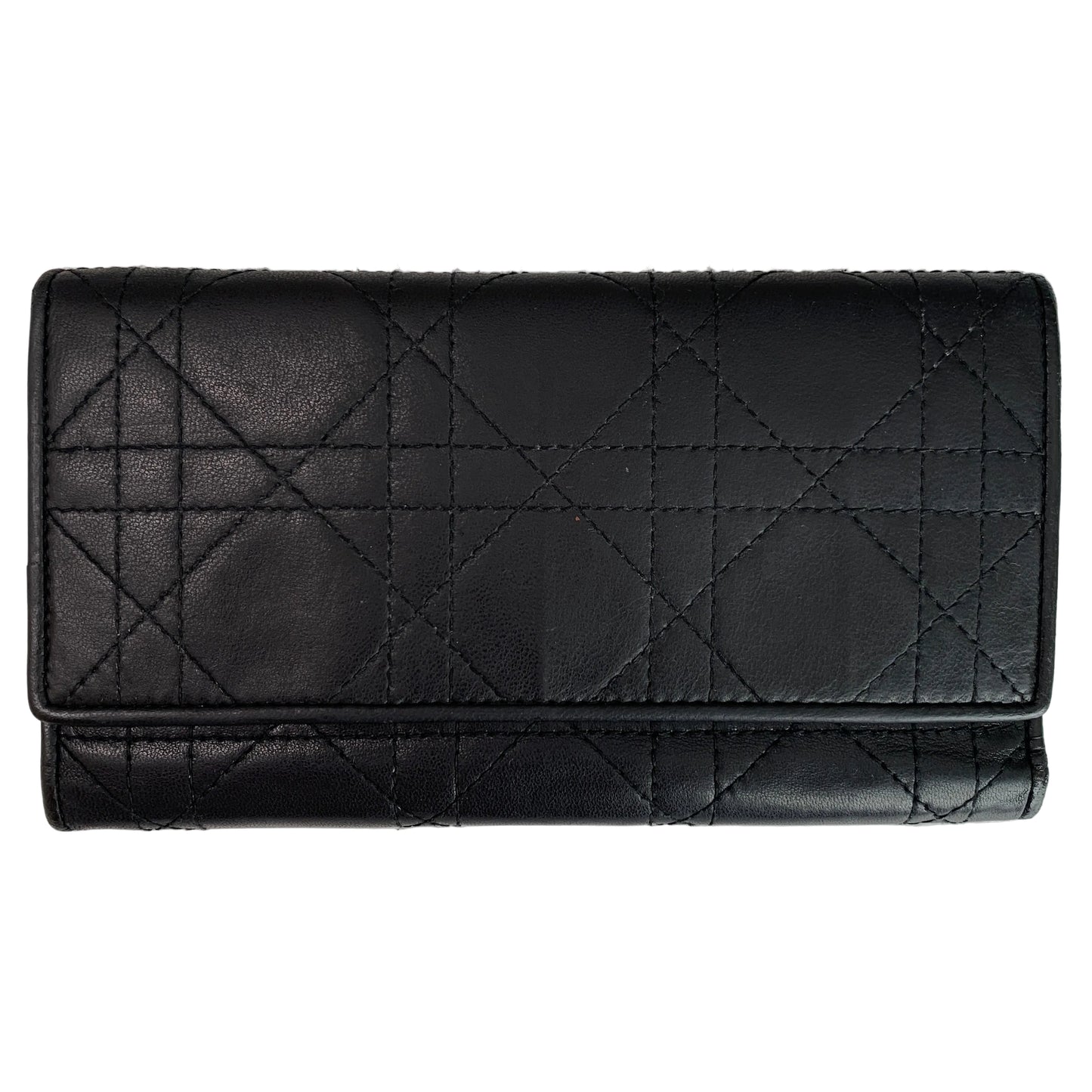 Christian Dior cannage Black leather long wallet authentic with COA