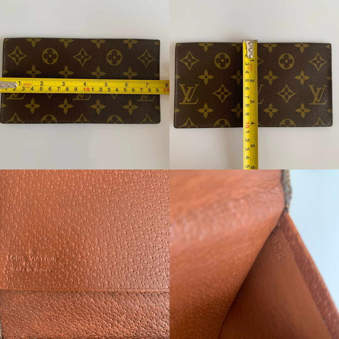 Louis Vuitton monogram check book passport holder 824 leather authentic with COA