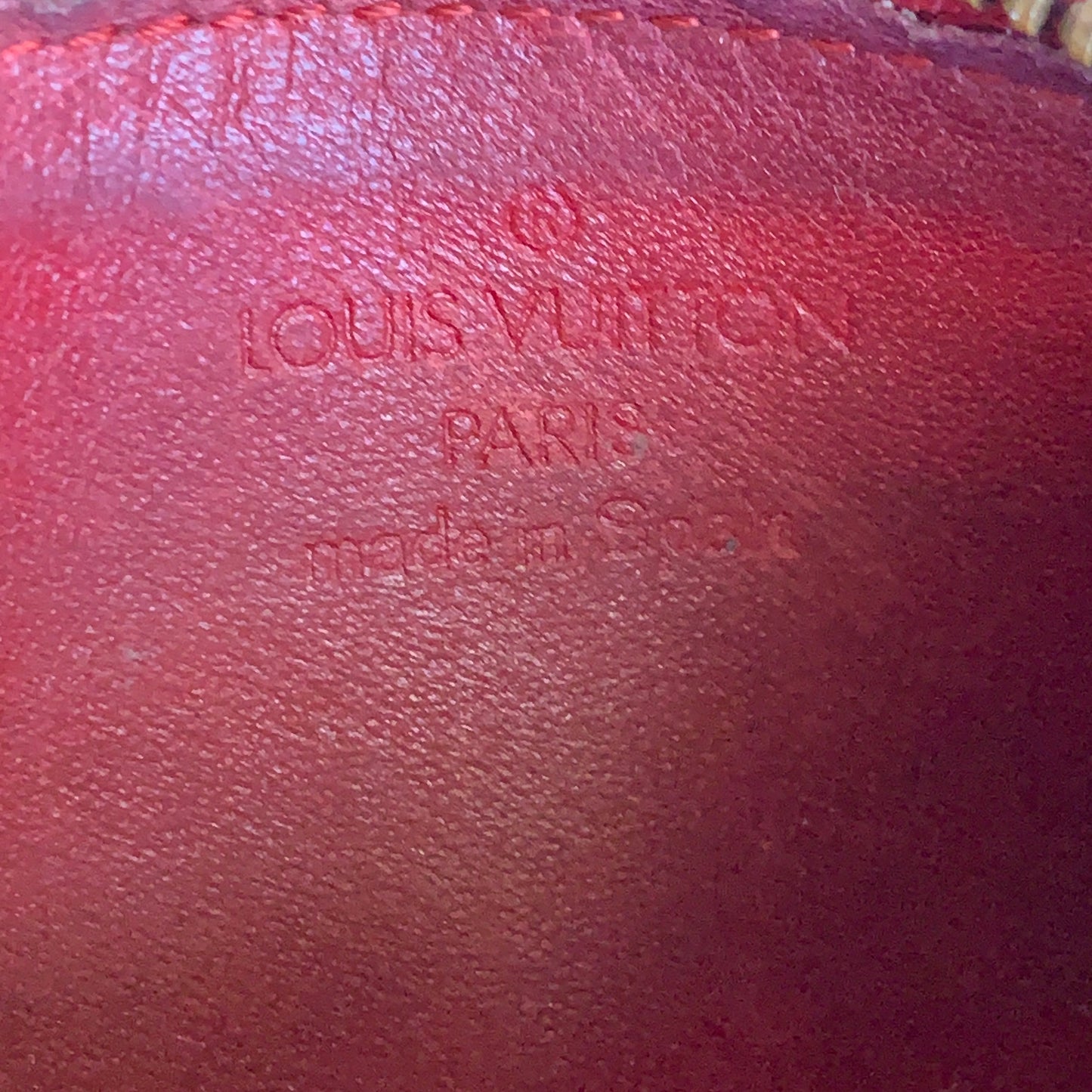 Louis Vuitton red leather key pouch CA0926 authentic with COA