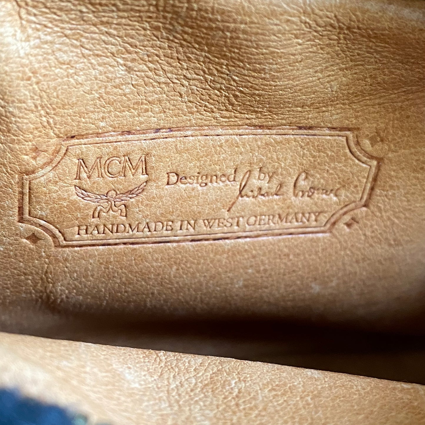 MCM cognac belt pouch bag Authentic with COA