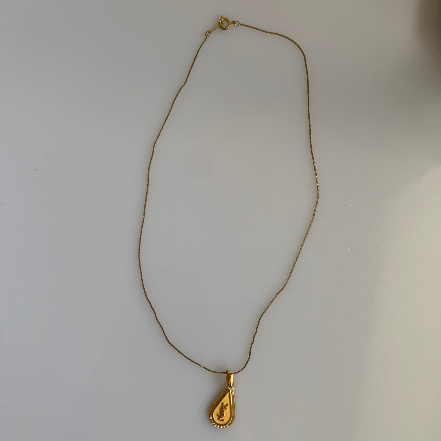 Yves Saint Laurent YSL logo gold plated Necklace authentic with COA