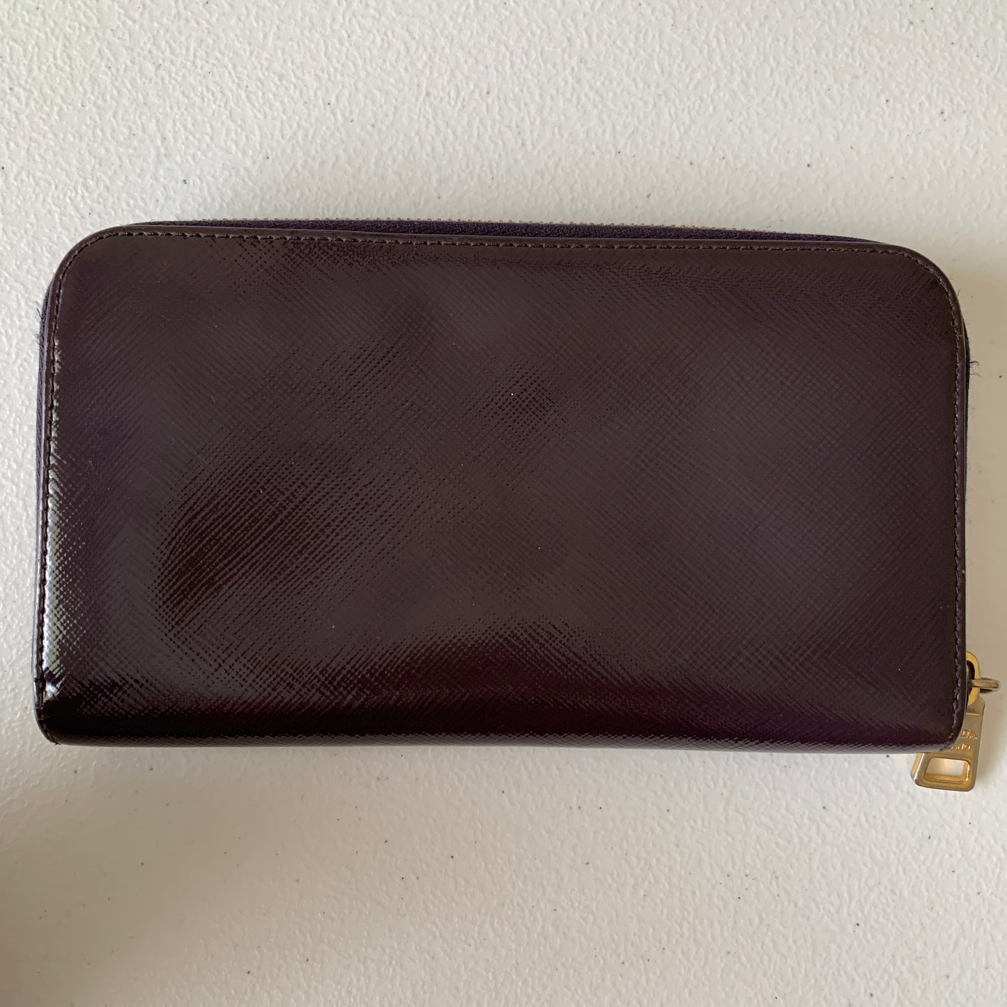 Prada long zipper around purple Wallet authentic with COA