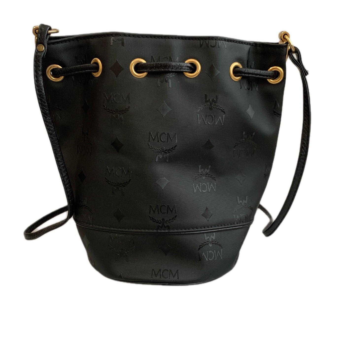 MCM black logo bucket bag authentic with COA 9x8.5x6