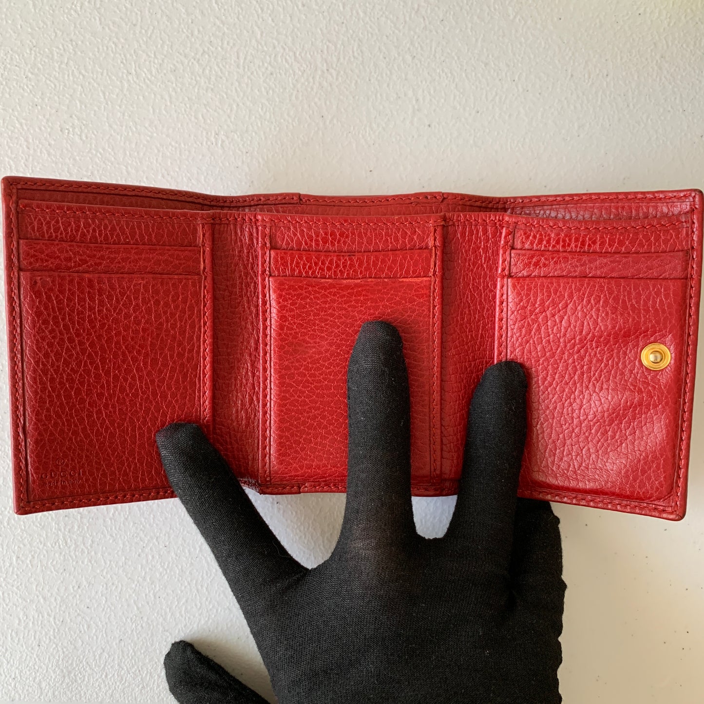 Gucci GG Marmont red leather Wallet authentic with COA 3.2x4.5”