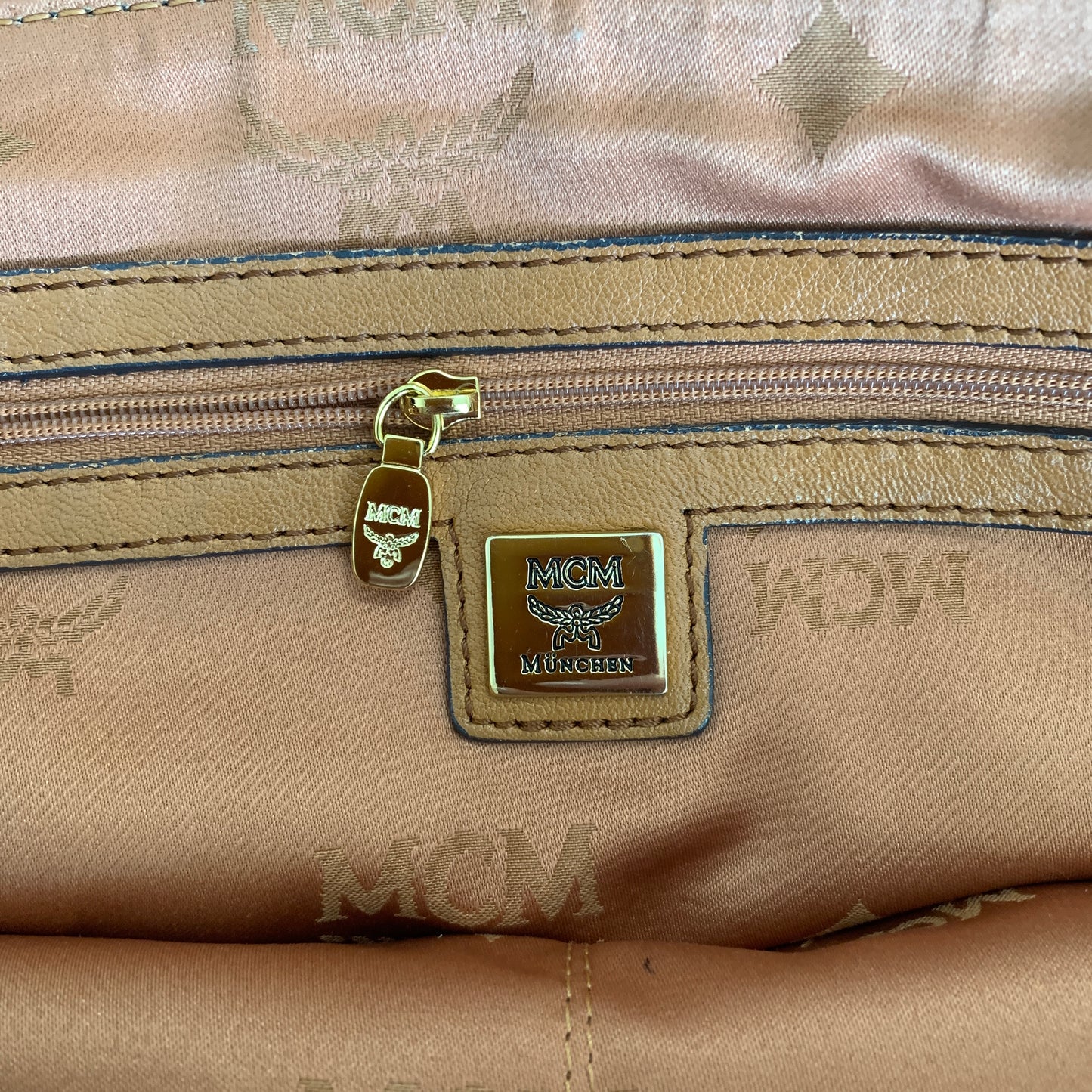 MCM cognac visetos shoulder bag Authentic with COA