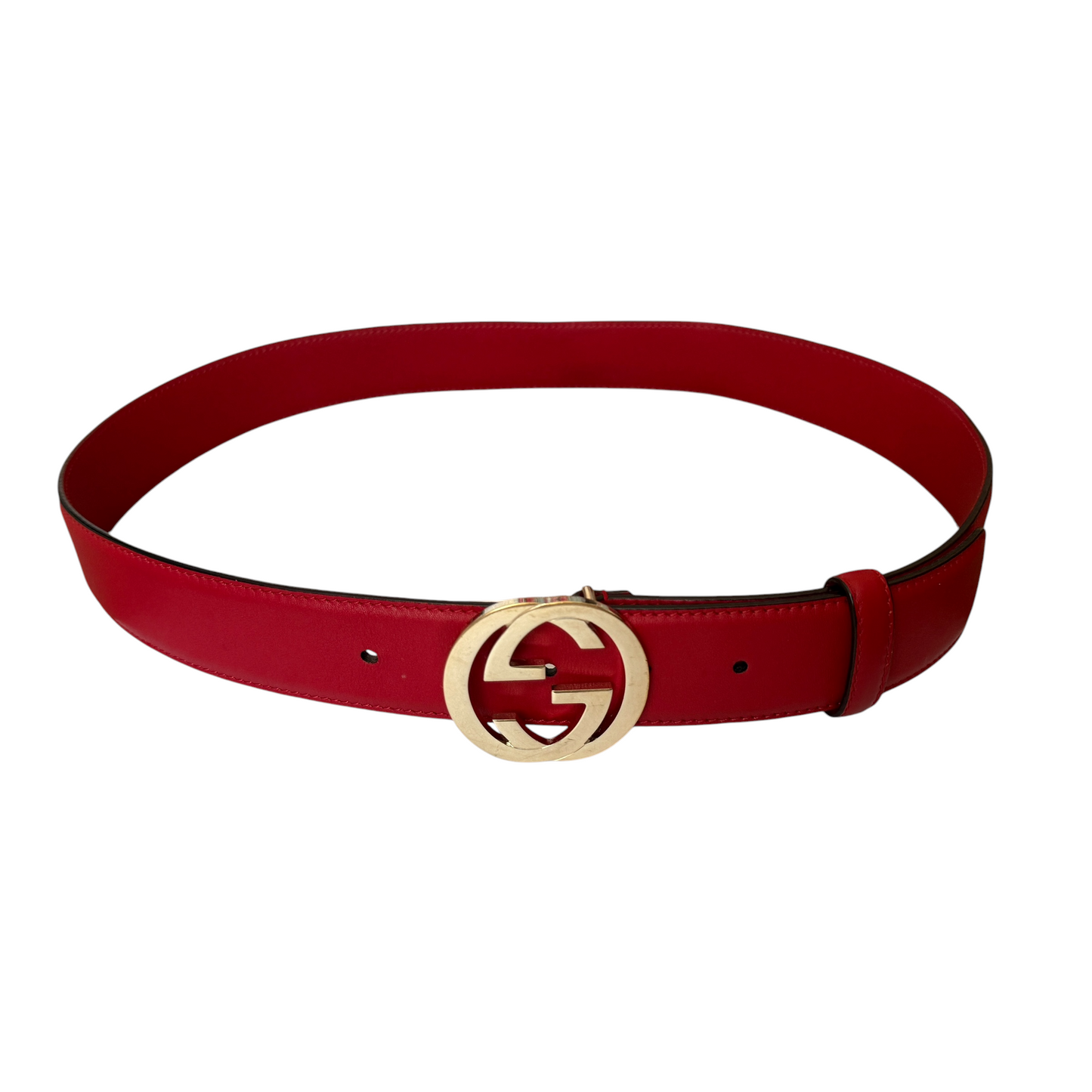 Gucci GG interlocking red leather belt size 90/36 authentic with COA