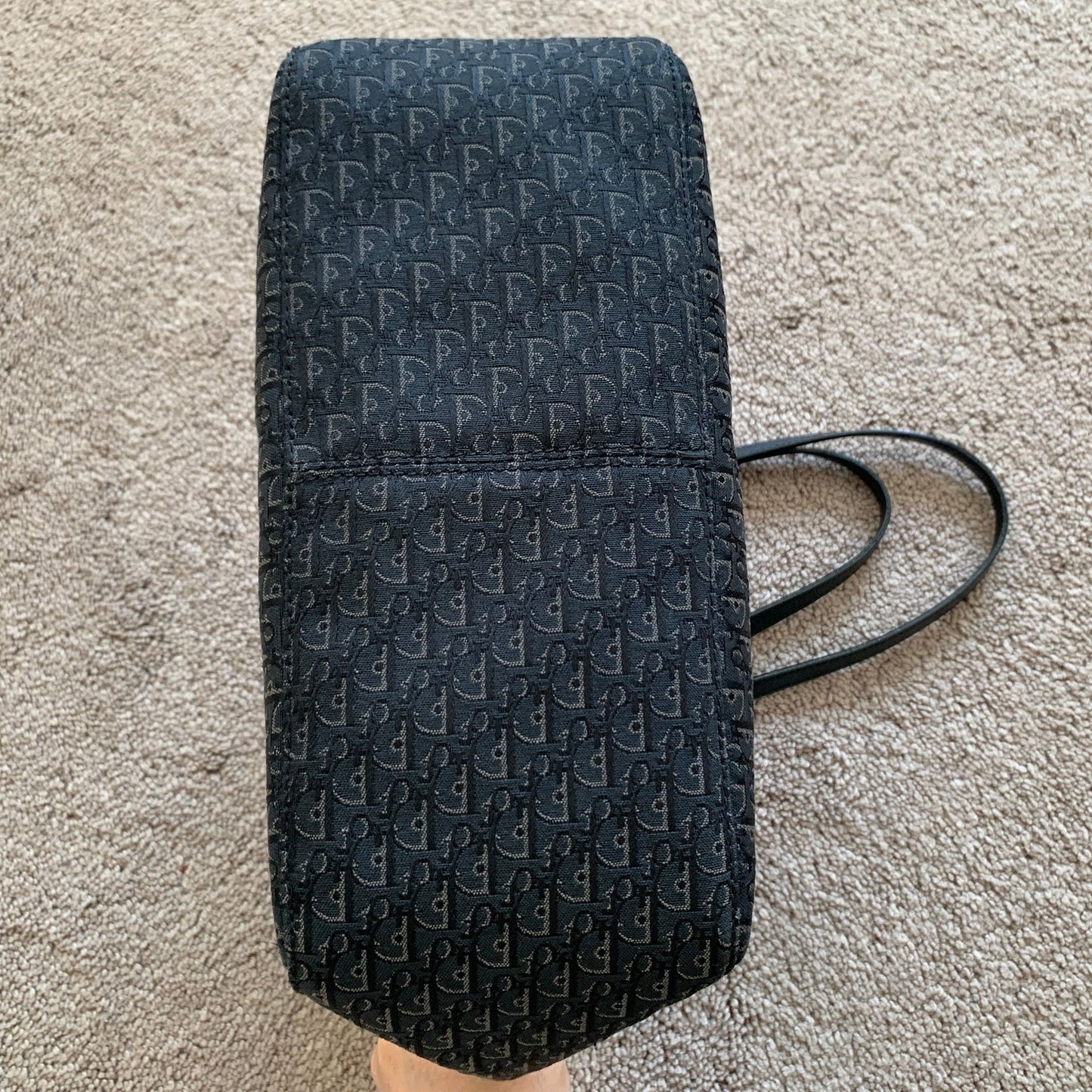 D1004 Christian Dior trotter black canvas tote bag