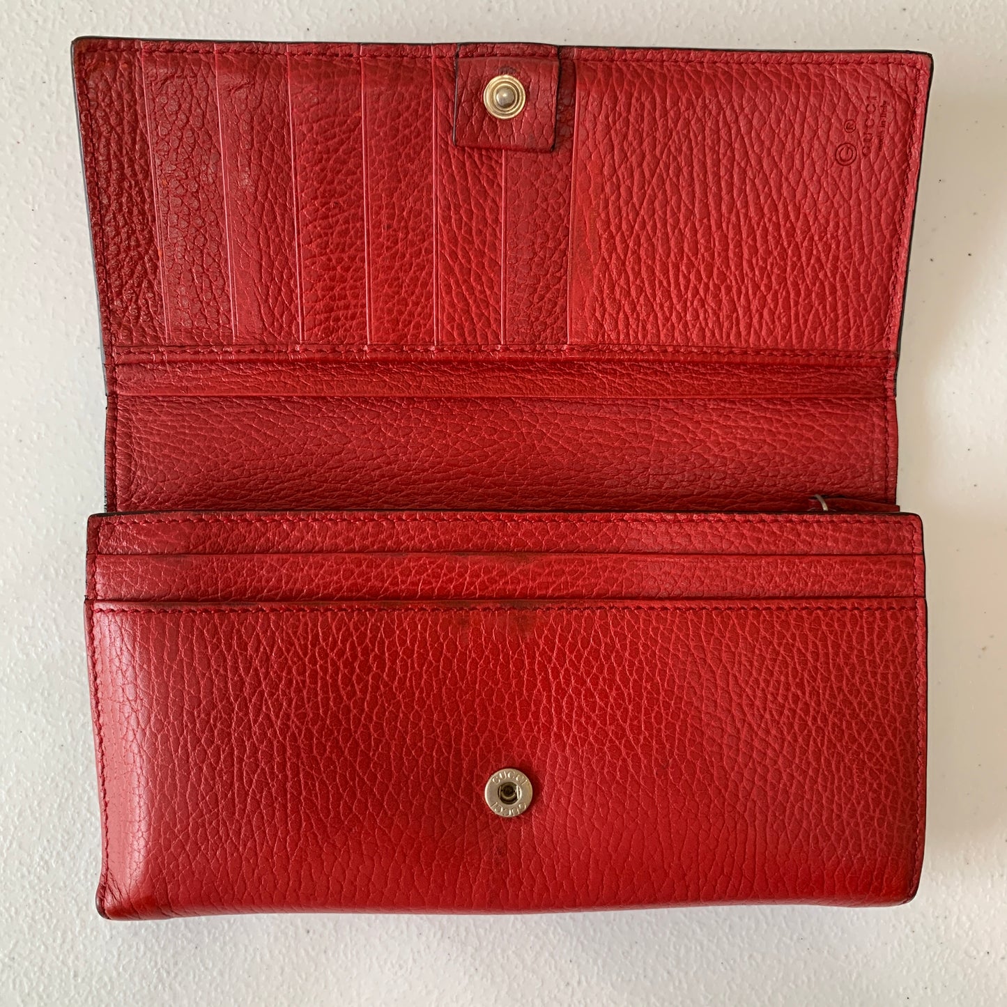 Gucci GG logo long red leather wallet authentic with COA