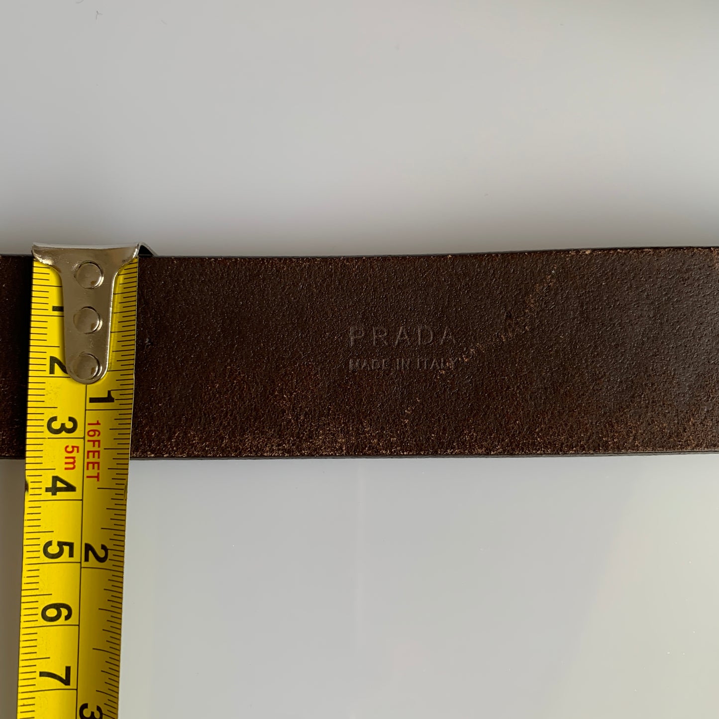 Prada brown leather Belt unisex authentic with COA size 95 cm 38”