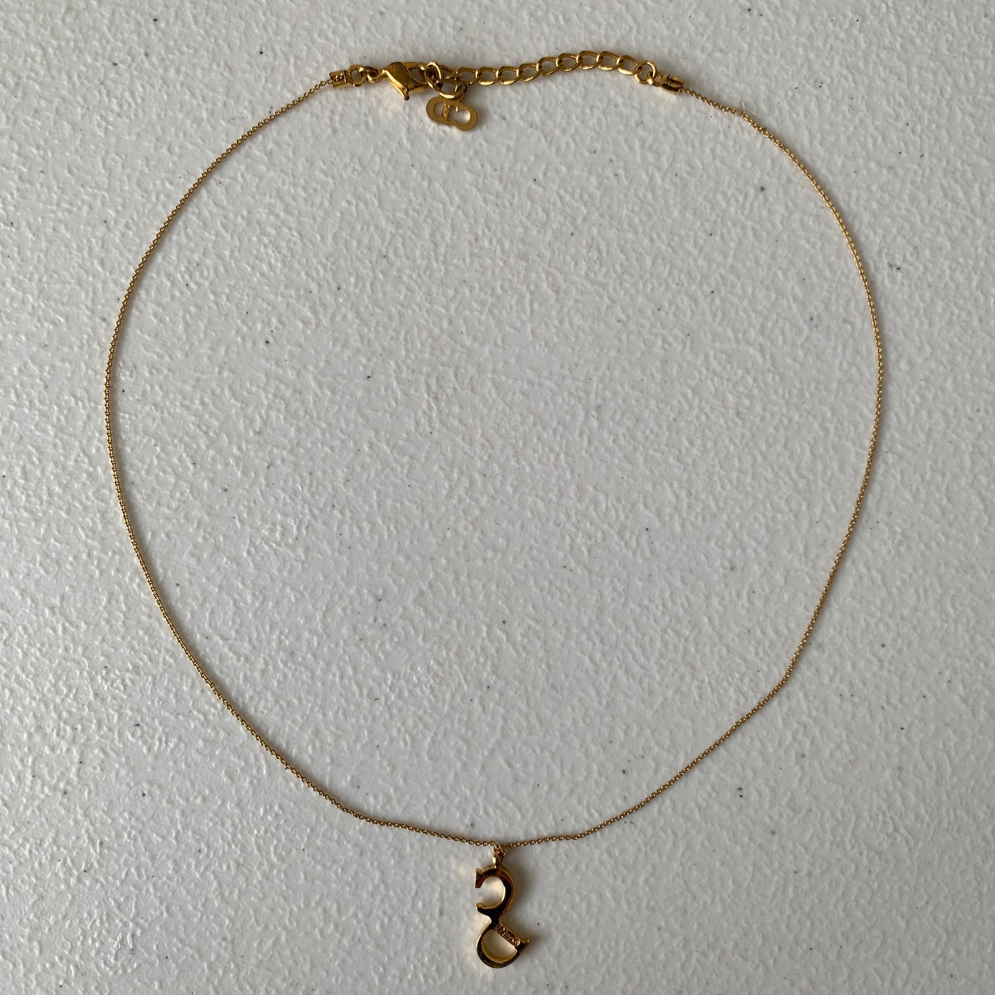 Dior CD letter pendant gold plated adjustable necklace Authentic with COA