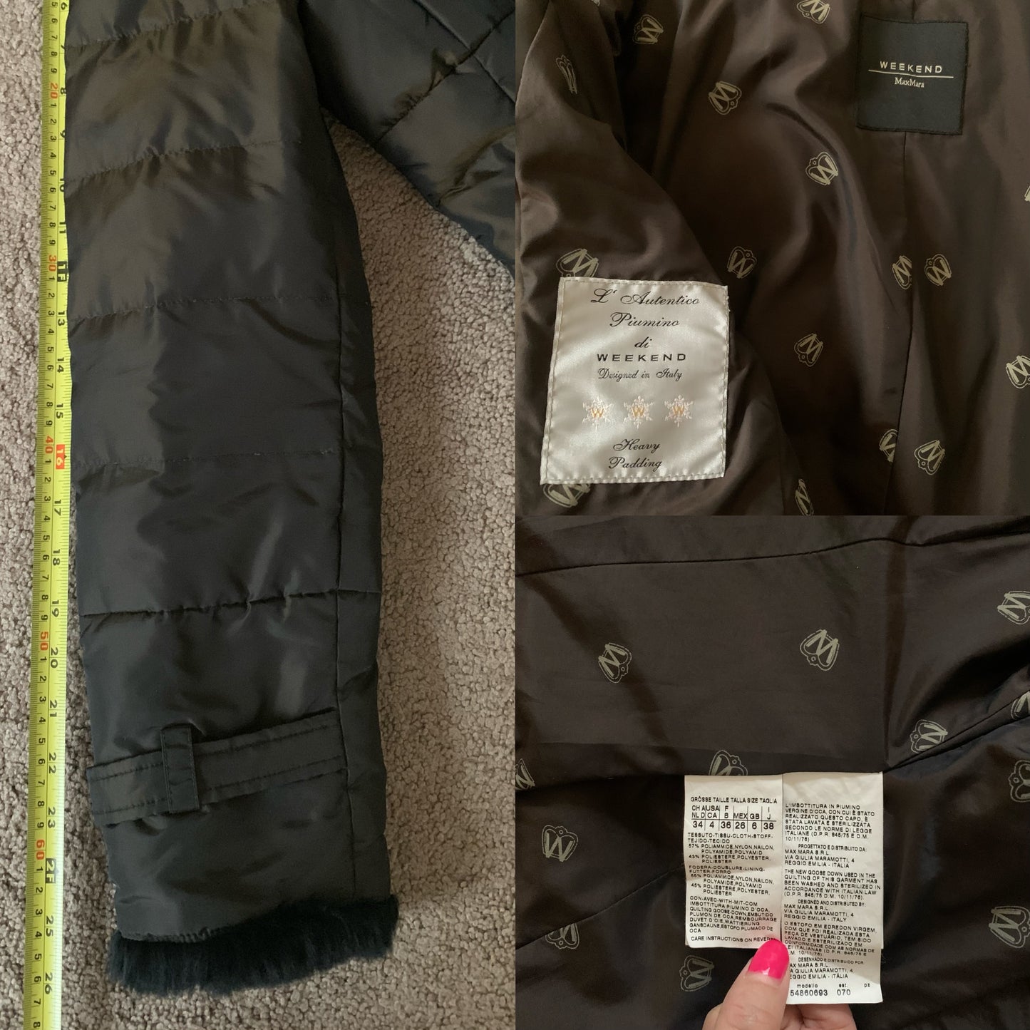 Authentic Max Mara weekend women’s down jacket with lapin fur trimmings