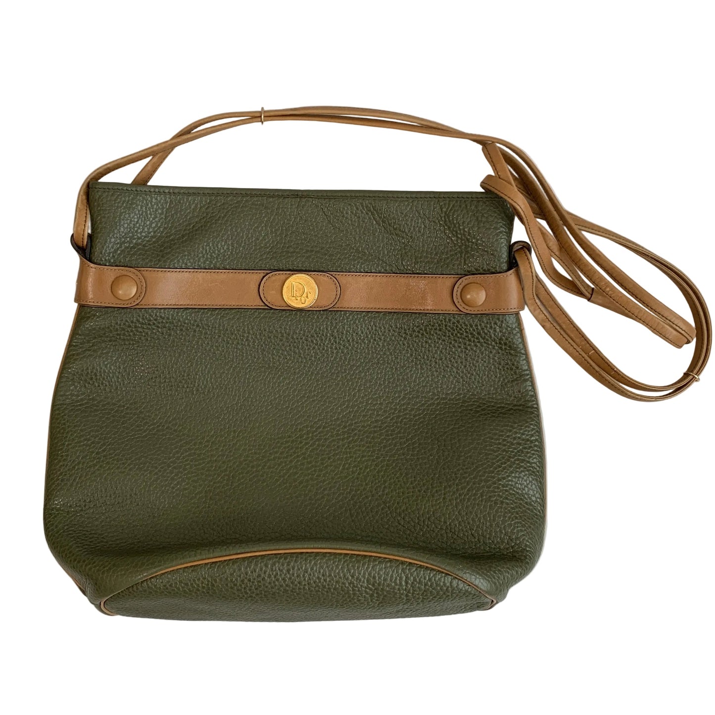 Dior leather green brown crossbody bag authentic with COA