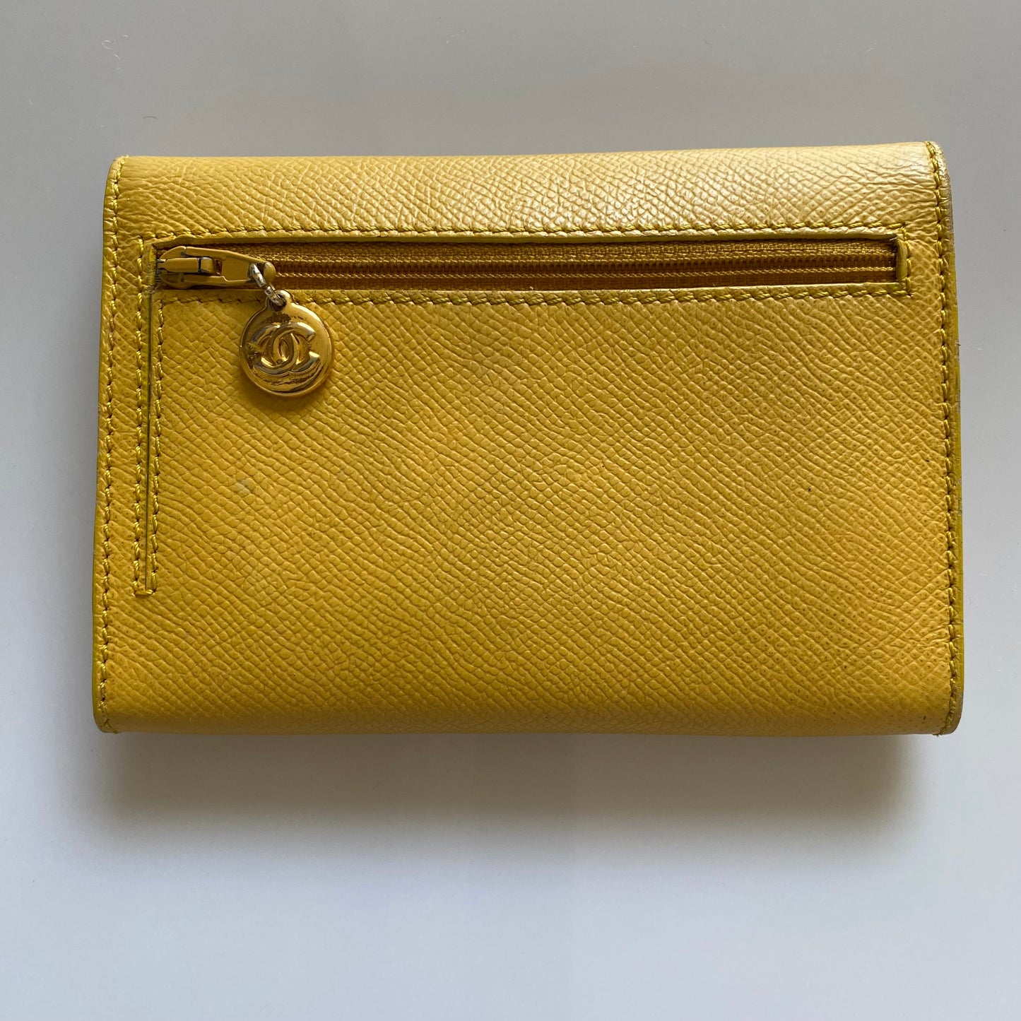 Chanel CC mark yellow leather wallet authentic with coa