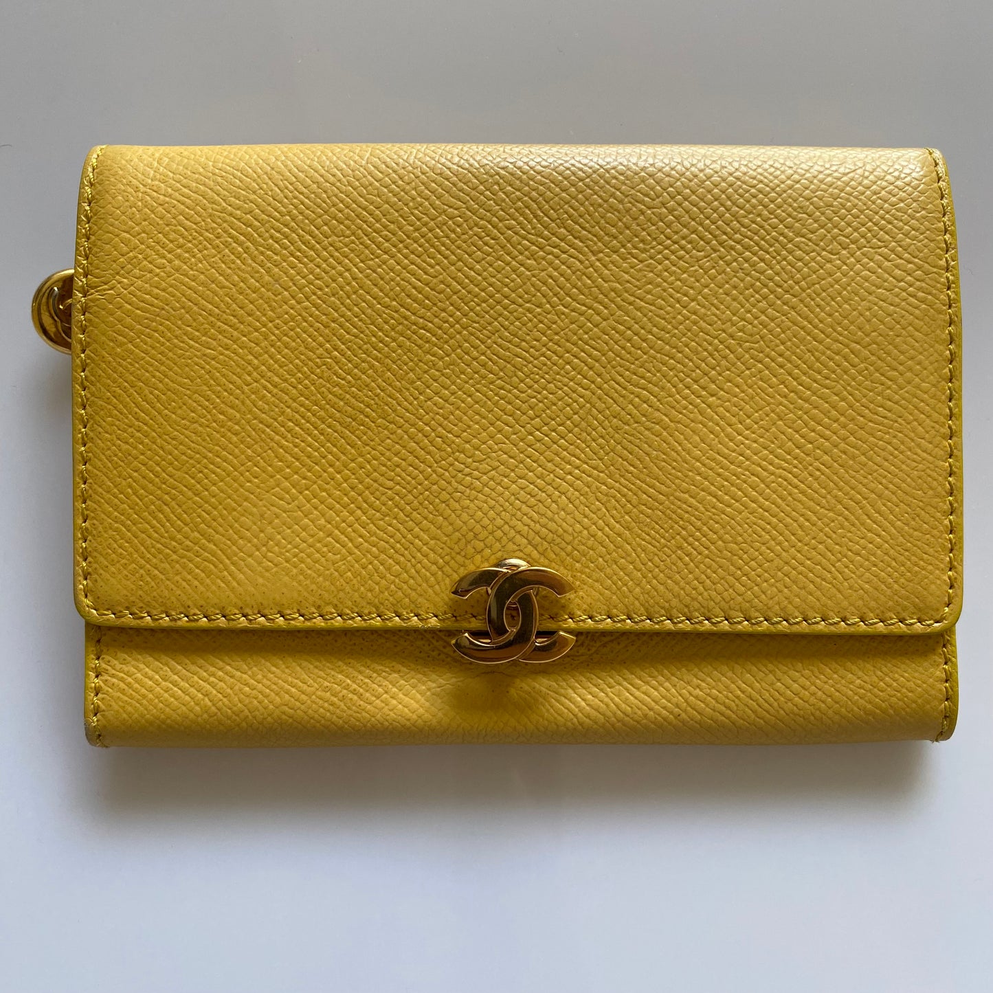 Chanel CC mark yellow leather wallet authentic with coa