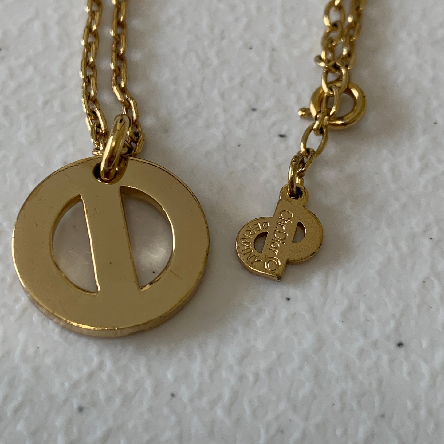 Christian Dior CD logo Necklace gold plated authentic with COA