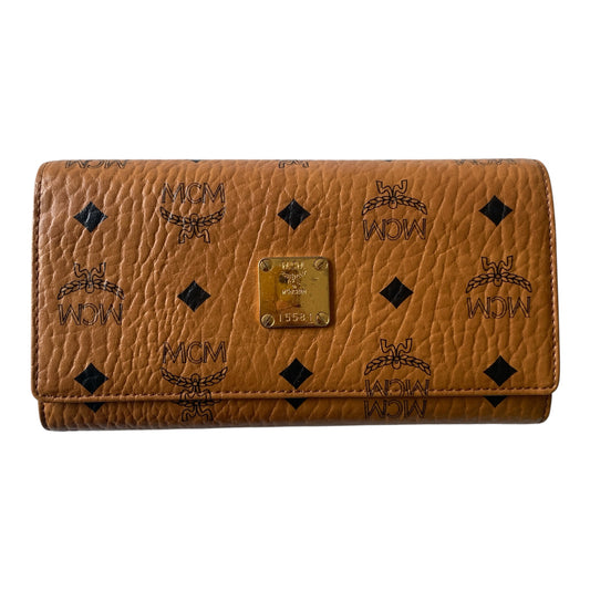 MCM cognac visetos long wallet Authentic with COA