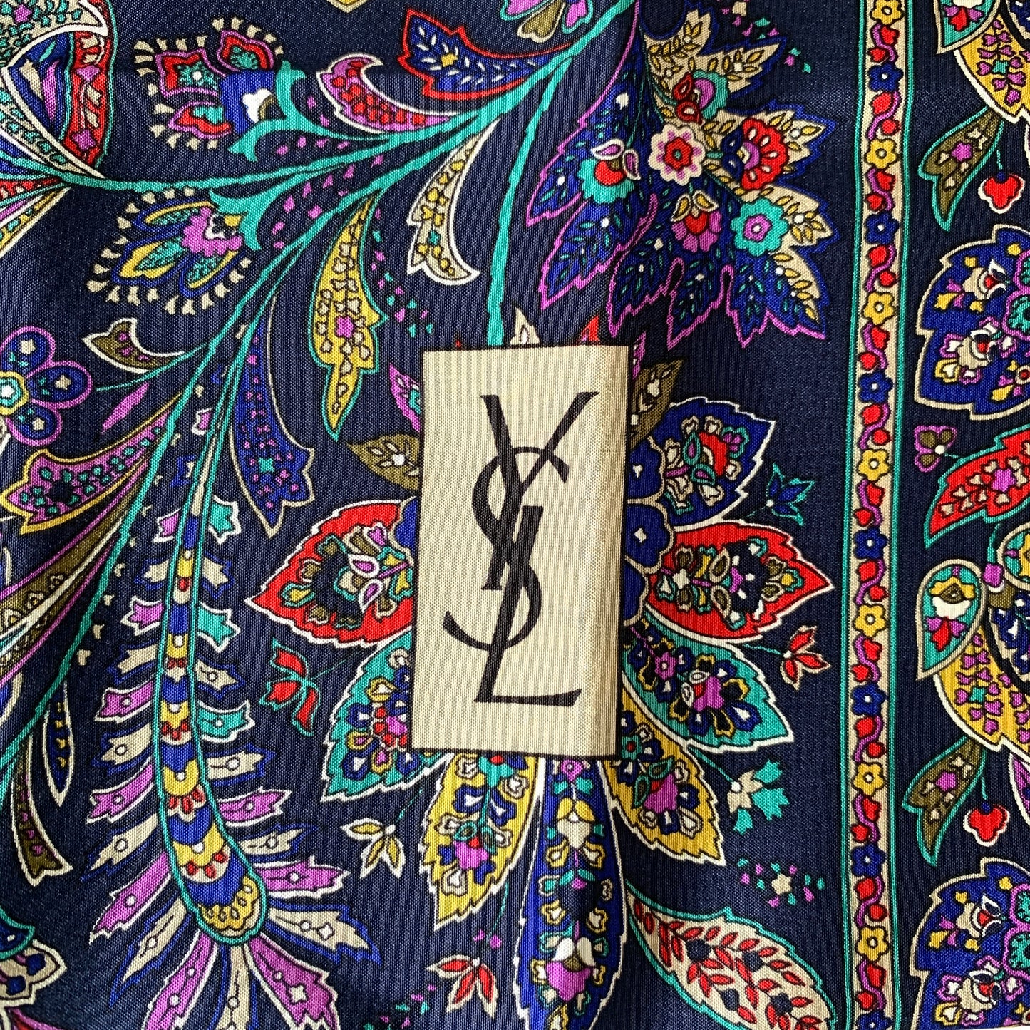 Yves Saint Laurent large silk scarf Authentic with COA 34.5 inch