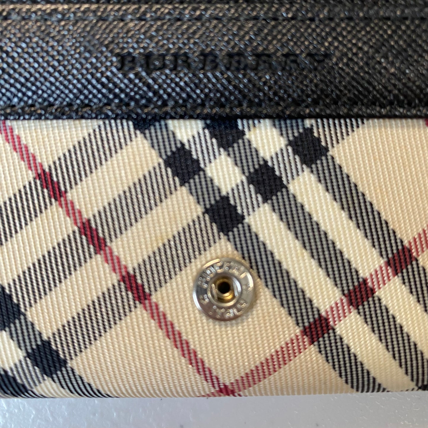Burberry classic check black leather long wallet authentic with coa box