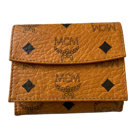 MCM cognac compact wallet Authentic with coa